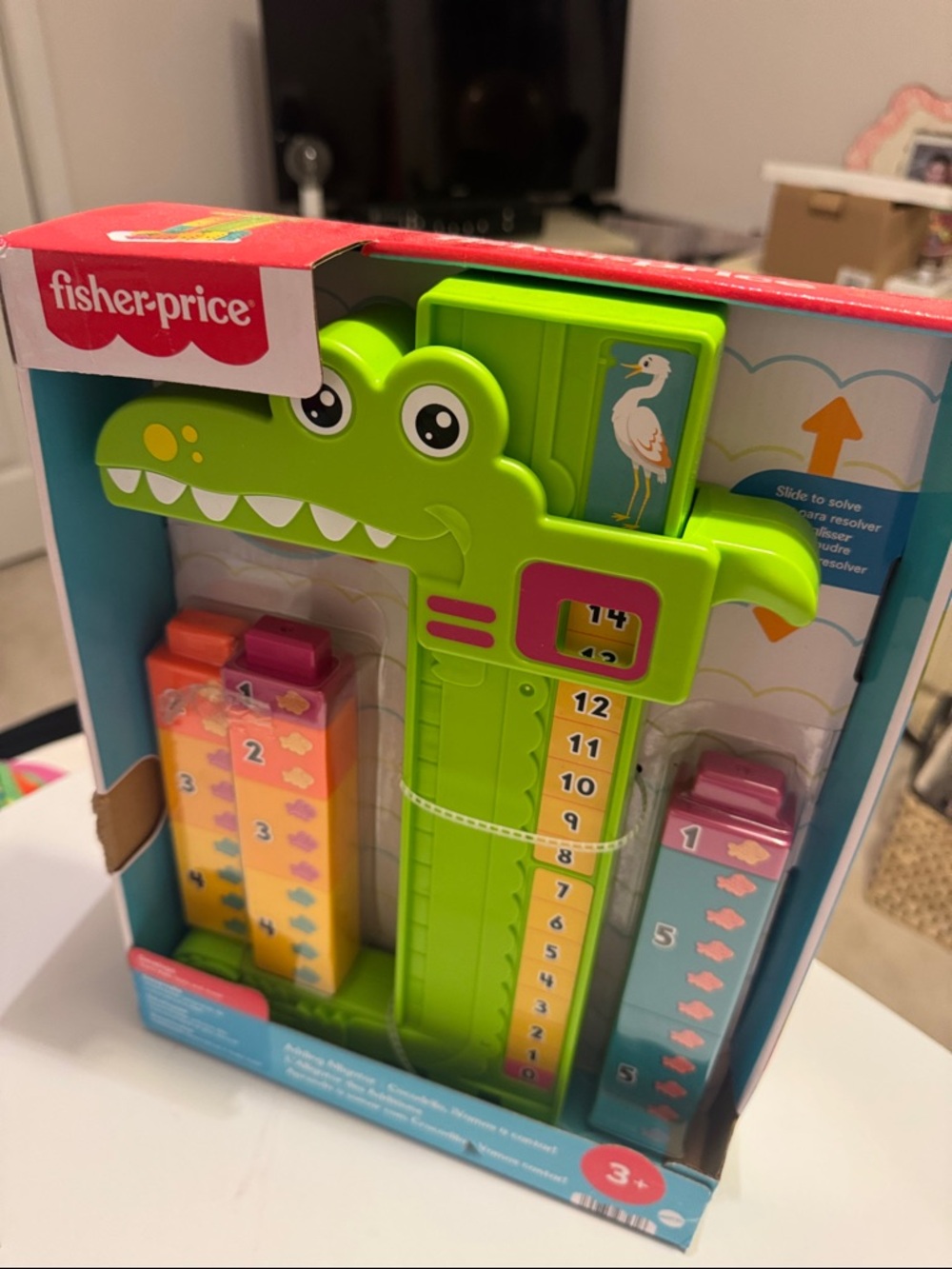 Fisher-Price Bright Green Crocodile Number Stacker with Multicolor Blocks